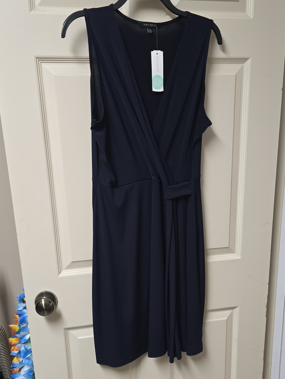 Hail3y:23 | Navy Sleeveless | Faux Wrap-Style Dress | Navy | Size: XXL